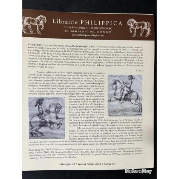 Dpliant Librairie Philippica issu du catalogue 44