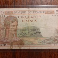 50 francs Cérès du 27/02/1936  en tb ++