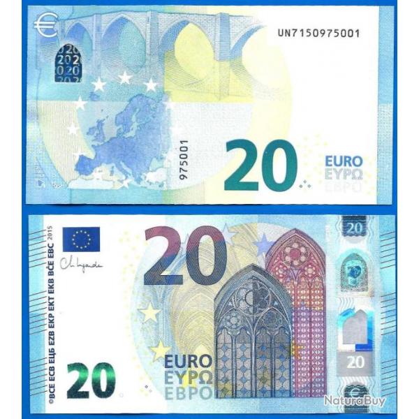 France 20 Euro 2015 Neuf Prefixe Un Signature Lagarde Serie U043 I2 Billet