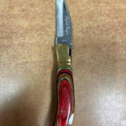 Couteau pliant manche en bois épais rouge