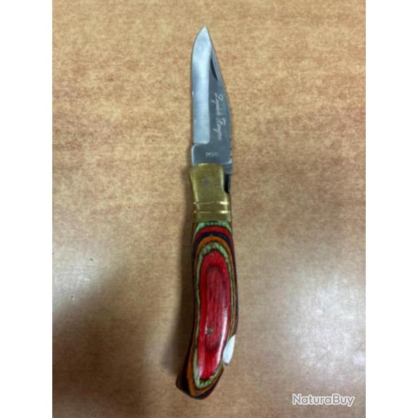 Couteau pliant manche en bois pais rouge