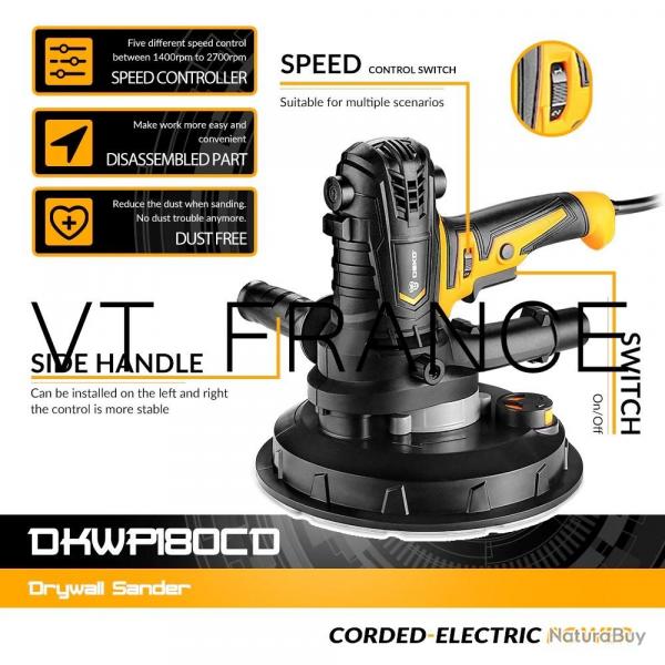 Ponceuse Orbitale PRO 900W 180mm, Modele: DKWP180CD