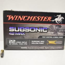 1 boite de 500 Balles 22LR Winchester subsonic 42GR
