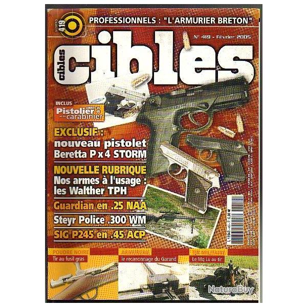 cibles 419 . beretta px4 storm , walther tph, steyr police , sig p245 en 45 acp . leclerc , gras