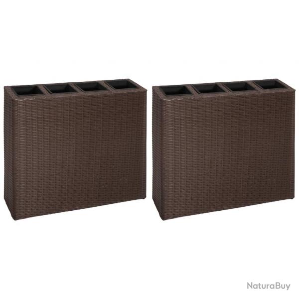 Lot de 2 jardinires lit surlev plantes fleurs jardin et 4 pots rsine tresse marron 02_0001361