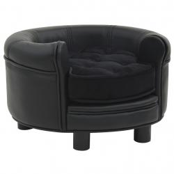 Canapé pour chien 48 cm peluche et synthétique noir 02_0000193