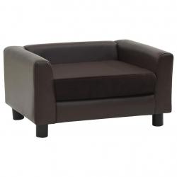 Canapé pour chien 60 cm peluche et synthétique marron 02_0000179