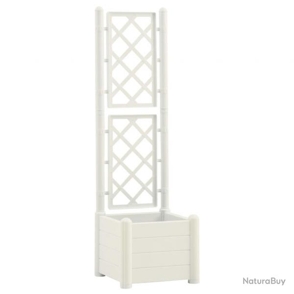 Jardinire avec treillis 43 x 43 x 142 cm PP blanc 02_0000813