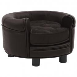 Canapé pour chien 48 cm peluche et synthétique marron 02_0000176