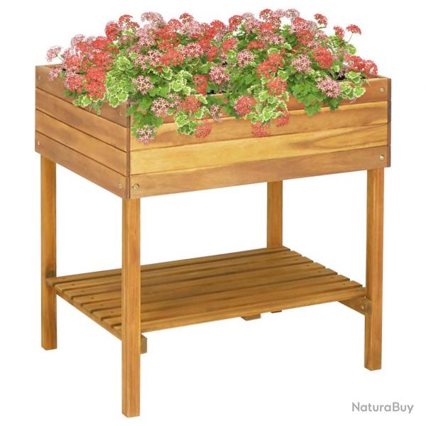 Jardinire surleve 78,5 x 58,5 x 78,5 cm jardin plantes fleurs bois massif d'acacia 02_0000851