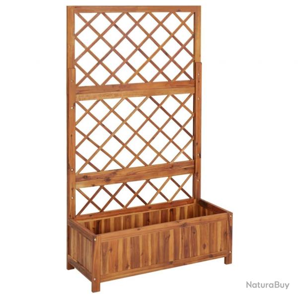 Jardinire lit surlev plantes fleurs jardin avec treillis 85 x 38 x 150 cm bois massif d'acacia 0