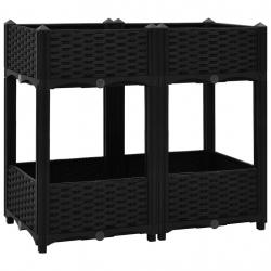 Jardinière lit surélevé plantes fleurs jardin 80 x 40 x 71 cm polypropylène noir 02_0000950