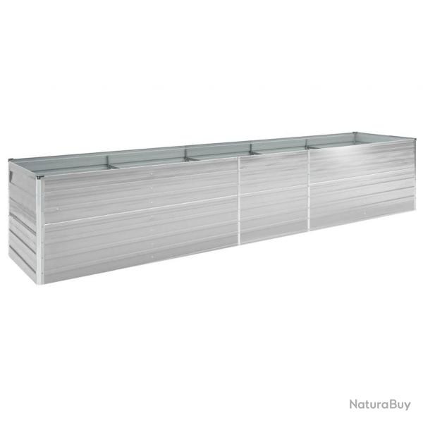 Jardinire lit surlev plantes fleurs jardin acier galvanis 400 x 80 x 45 cm gris 02_0001116