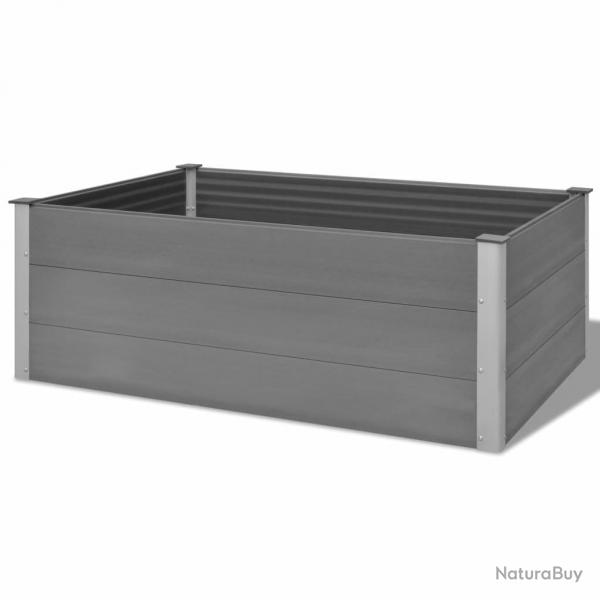 Jardinire lit surlev plantes fleurs jardin WPC 150 x 100 x 54 cm gris 02_0001238