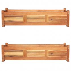 Jardinière lit surélevé plantes fleurs jardin 2 pièces 100 x 30 x 25 cm bois d'acacia 02_0001338