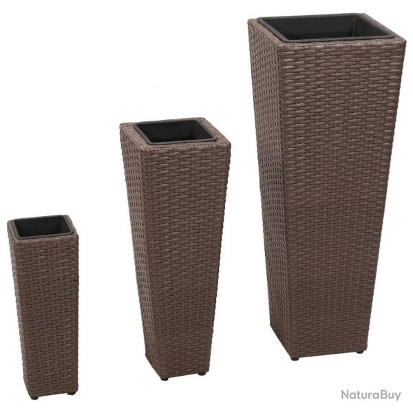 Jardinire lit surlev plantes fleurs jardin 3 pcs rsine tresse marron 02_0001350