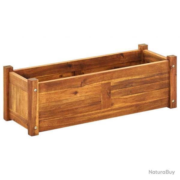 Jardinire lit surlev plantes fleurs jardin 76 x 27,6 x 25 cm bois d'acacia 02_0001190