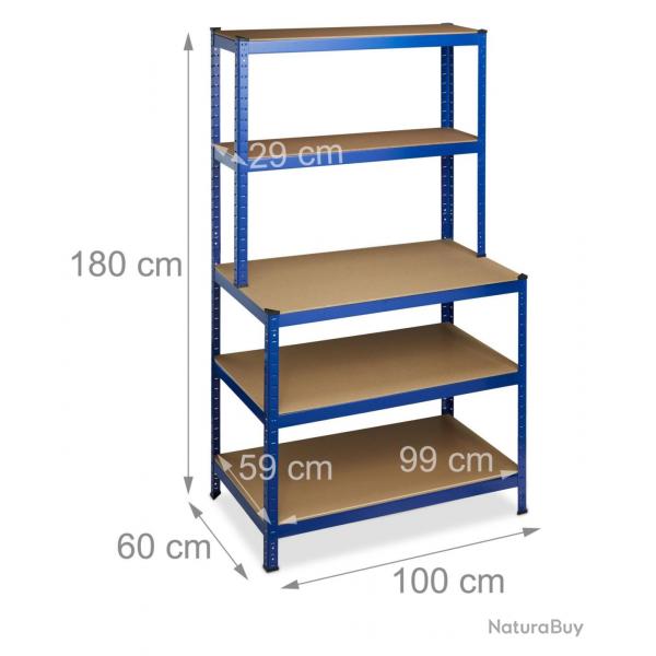 tagre charge lourde garage tabli 900 kg support  clipser 5 niveaux cave 180 cm bleu 13_0001063
