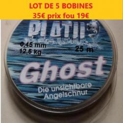 LOT DE 5 BOBINES DE PLATIL GHOST TÊTE DE LIGNE Ø 45  L 25M  12.5 KG