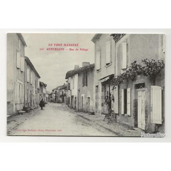 Carte postale ancienne - GUITALENS (81) - Rue du Village (Grand Rue aujourd'hui)