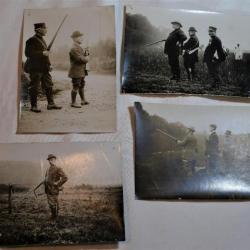RARE lot de 4 photos originales de Maurice Louis Branger chasse du corps diplomatique