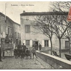 1911 - Carte postale ancienne - Laure-Minervois (11) La Place Centrale (superbe)
