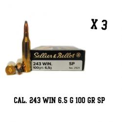 3 boites Sellier & Bellot Cal. 243 WIN 6.5 g 100 Gr Sp 