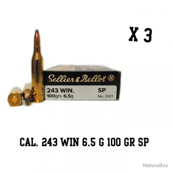 3 boites Sellier & Bellot Cal. 243 WIN 6.5 g 100 Gr Sp 