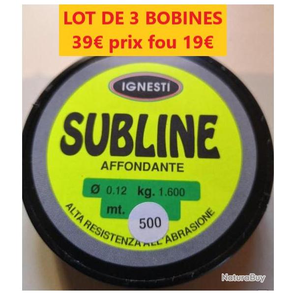 LOT DE 3 BOBINES DE FIL IGNESTI SUBLIME de 500 M -  12 - 1.6 KG