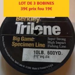 LOT DE 3 BOBINES DE FIL BERKLEY TRILENE BIG GAME  Ø 31 - 540 M