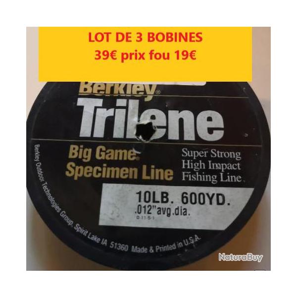 LOT DE 3 BOBINES DE FIL BERKLEY TRILENE BIG GAME   31 - 540 M