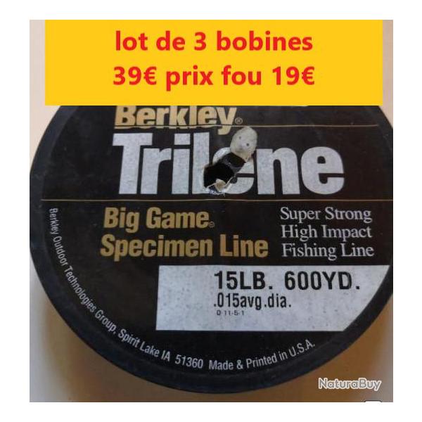 LOT DE 3 BOBINES DE FIL BERKLEY TRILENE BIG GAME  de   38 - 540 M