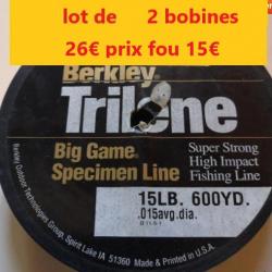 LOT DE 2 BOBINES DE FIL BERKLEY TRILENE BIG GAME 1  de  Ø 38 - 540 M et 1 de Ø 31