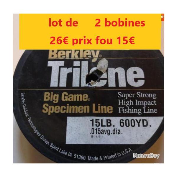 LOT DE 2 BOBINES DE FIL BERKLEY TRILENE BIG GAME 1  de   38 - 540 M et 1 de  31