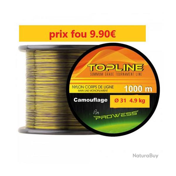 BOBINE DE FIL Nylon PROWESS TOPLINE MONOFILAMENT CAMOUFFLAGE de 1000m -  31 -  4.9 kg