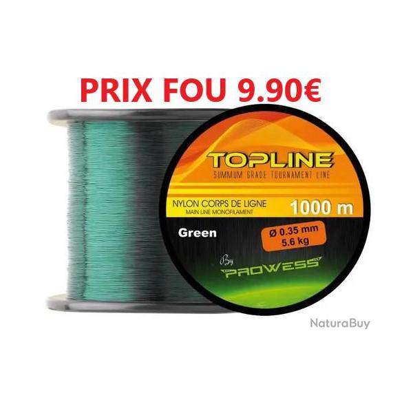 BOBINE DE FIL Nylon PROWESS TOPLINE MONOFILAMENT GREEN de 1000m -  35 -  5.6 kg