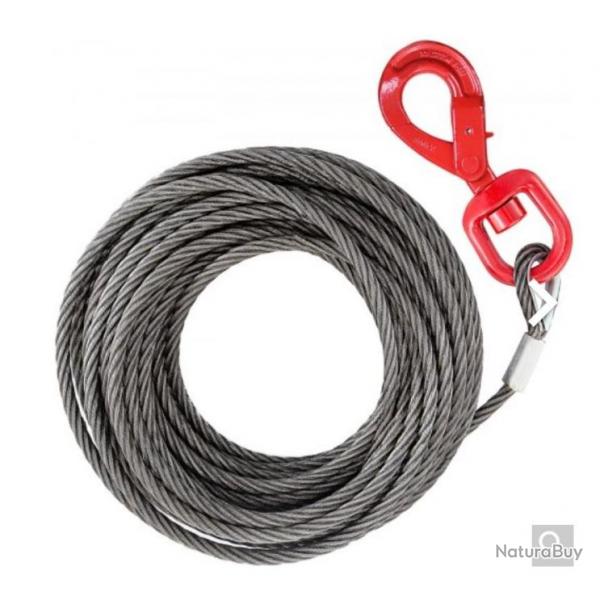 Cable de Treuil Cble en Acier Mtallique Crochet Pivotant 10 mmx15 m 2 T......LIVRAISON OFFERTE