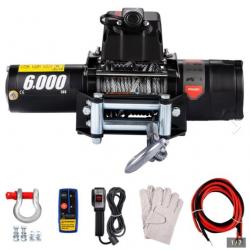 Treuil Électrique 12 V Télécommande sans Fil Moteur Puissant 5 hp 2721 kg Câble en Acier 13 m