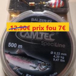 BOBINE DE FIL BALZER CAMTEX "SPECIAL TRUITE" 500M - Ø 22 - 4.30 KG