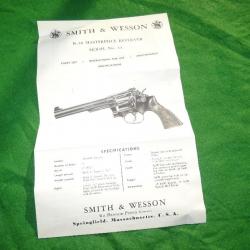 Notice d'origine de Revolver S&W K-38 Masterpiece modèle 14