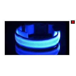 Collier Chien Réglable à Led Lumineux Rechargeable par USB Etanche Sécurité la Nuit Taille L Bleu
