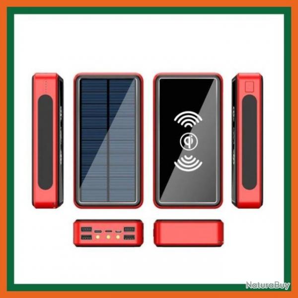 Power bank 10W solaire avec chargement avec induction - Rouge - Livraison gratuite et rapide