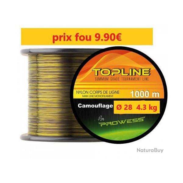 BOBINE DE FIL Nylon PROWESS TOPLINE MONOFILAMENT CAMOUFFLAGE de 1000m -  28 -  4.3 kg