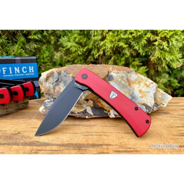 Couteau Finch HALO Red Head Manche G10 Lame Harpoon Acier 14C28N IKBS Linerlock Clip FKCHO004001