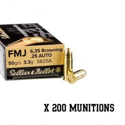 200 munitions SELLIER & BELLOT CAL 6.35 BROWNING FMJ 