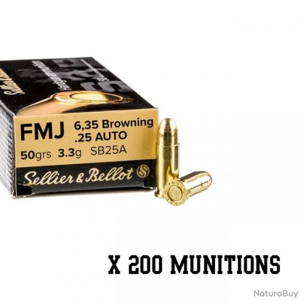 200 munitions SELLIER & BELLOT CAL 6.35 BROWNING FMJ 