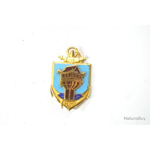 Insigne 9 RIMA 9e Rgiment d'Infanterie de Marine, relief, dos lisse, pingle sertie. Promodis G3968