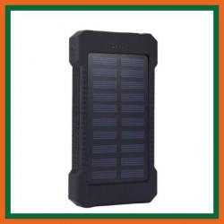 Power bank solaire 200000mAh avec éclairage LED - Noir - Livraison gratuite et rapide