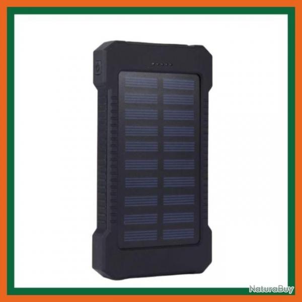 Power bank solaire 200000mAh avec clairage LED - Noir - Livraison gratuite et rapide