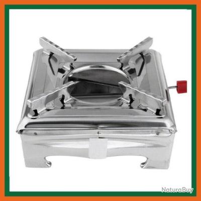 Réchaud à Alcool Inox - Fondue Portable - Cuisson Extérieur - Sécurité Valve